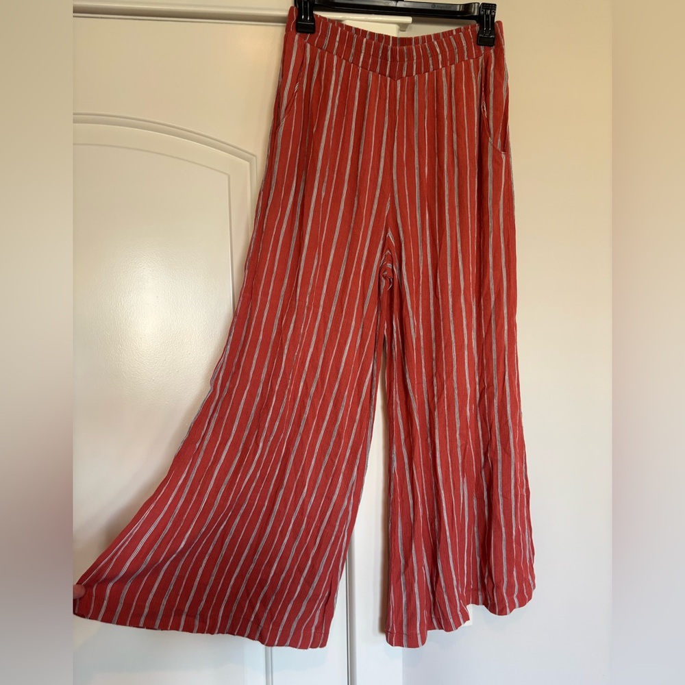 3/$20 Striped Rustic Orange and White Women's Pants